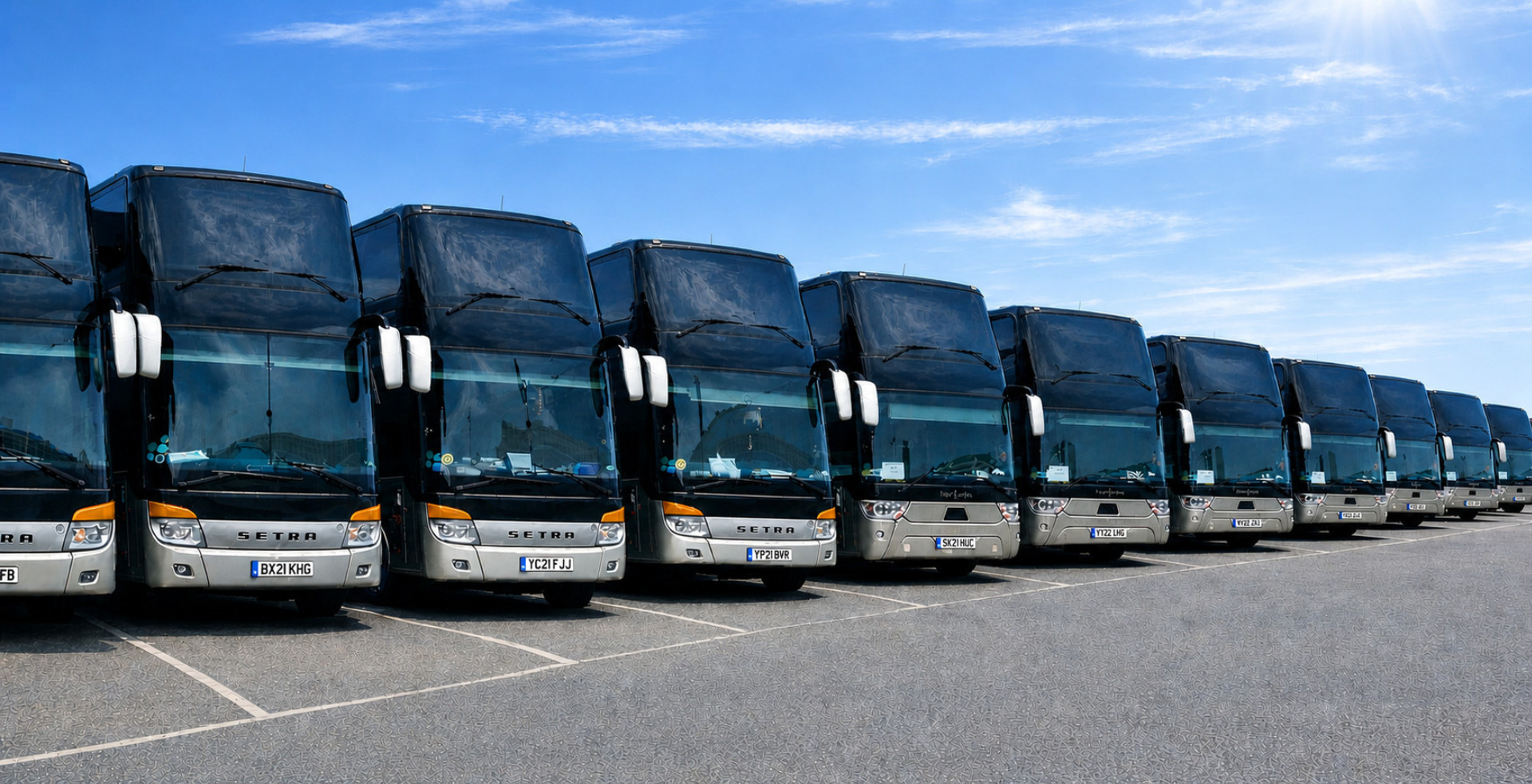 A FULL RANGE OF SLEEPER BUSES WITH DRIVERS AND STAR BEDROOM OPTIONS.